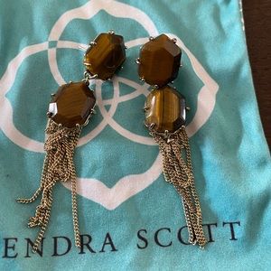 Kendra Scott tiger eye stone statement earrings